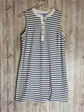 Draper James RSVP White Navy Striped Sleeveless Knit Shift Dress Small